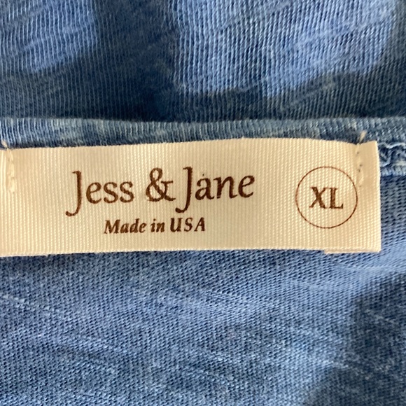 Jess & Jane Tunic Women Size Xl Lagon  Blue w White Floral Design 3/4 Sleeve - Picture 9 of 11